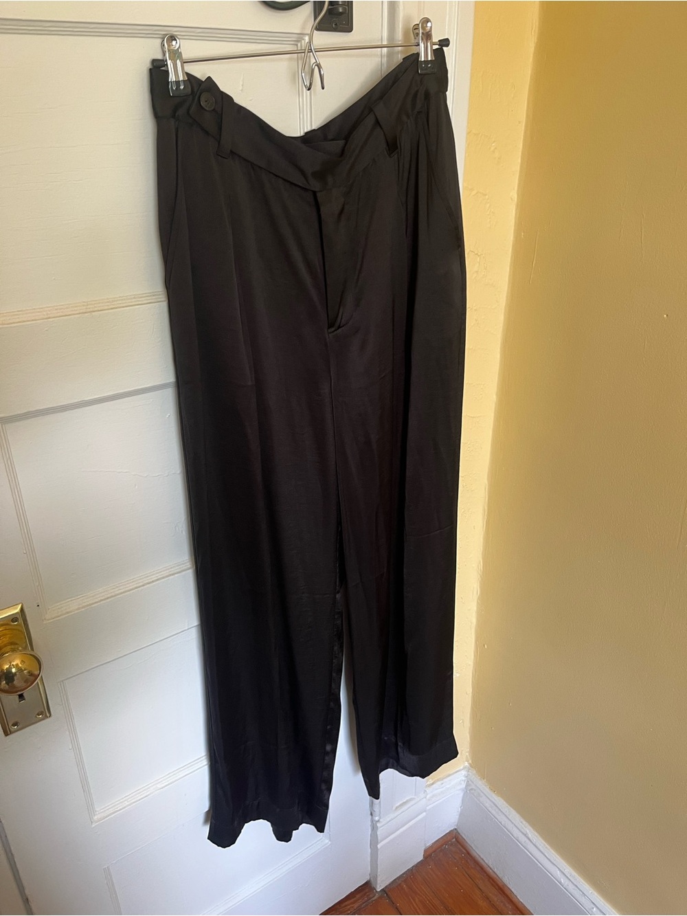 Madewell Harlow Black Satin High-Rise Trousers